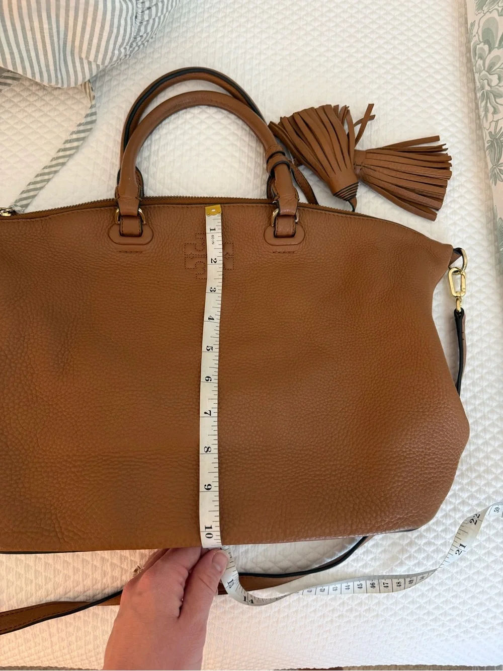 Tory Burch Tassel Leather Satchel - Tan / Light Brown